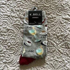 Women's Gray and Red Socks